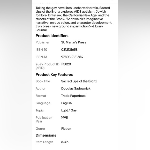 Book. Gay interest. Sacred lips of the Bronx. - Picture 7 of 7